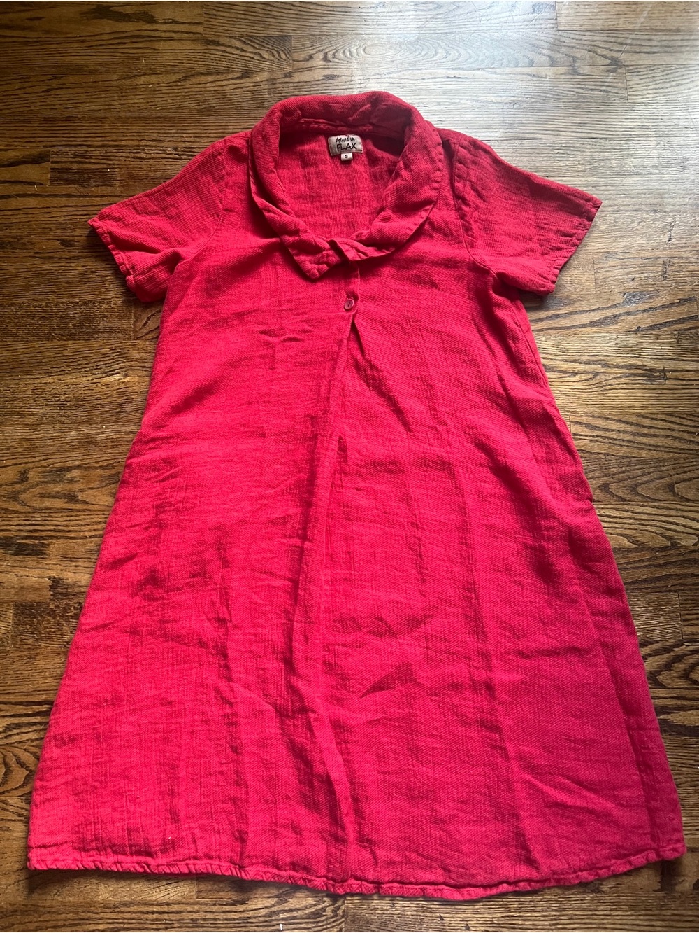 Flax Women's Bright Red Short-Sleeve Midi Dress